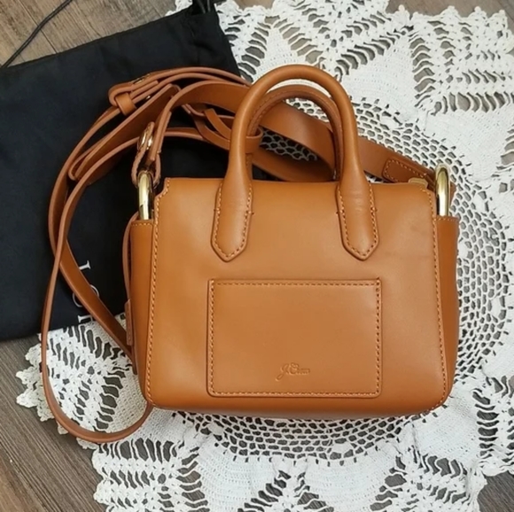 J.Crew - Harper Mini Satchel in Italian Leather |  Burnished Pecan Brown - Picture 2 of 14